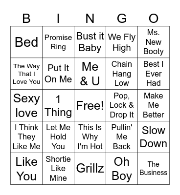 MySpace Profile Songs Bingo Card