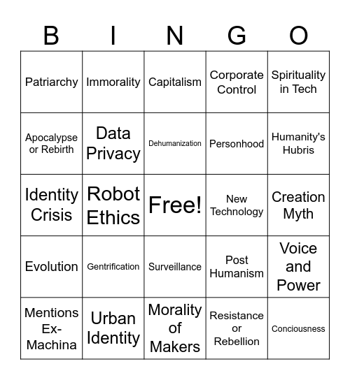 CLASS 13 BINGO Card