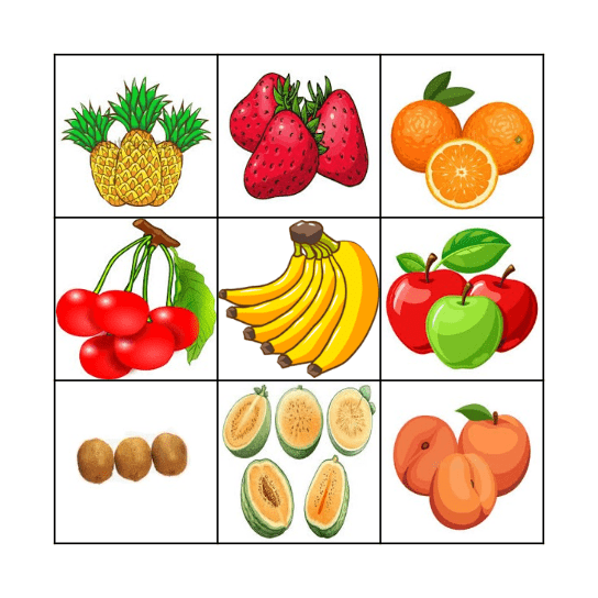 Fruit Bingo Card