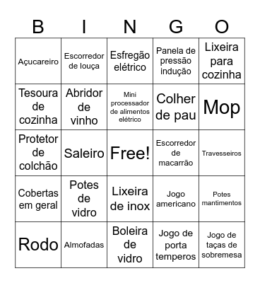 Chá de casa nova Ana e Derick Bingo Card