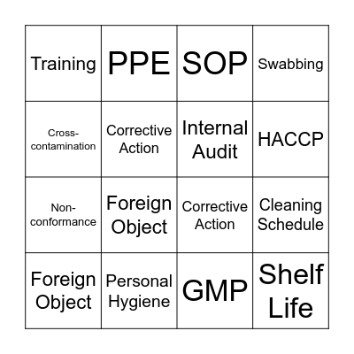 Quality Bingo Card