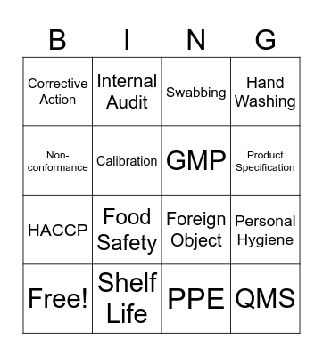 Quality Bingo Card