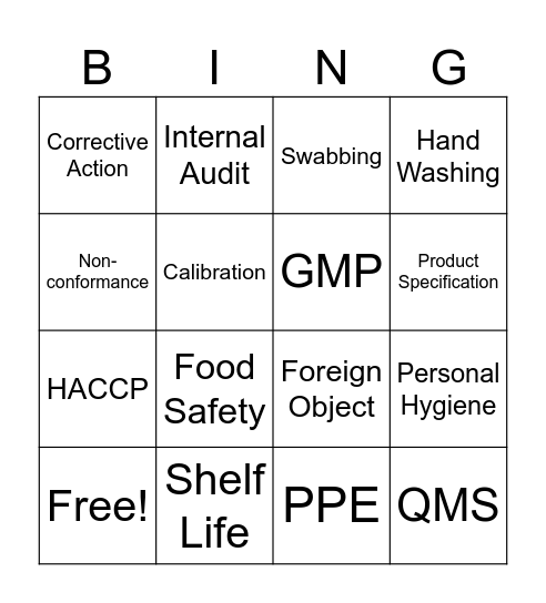 Quality Bingo Card