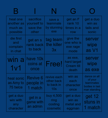 Outcome Memories bingo board 9000 Ultra V max Bingo Card