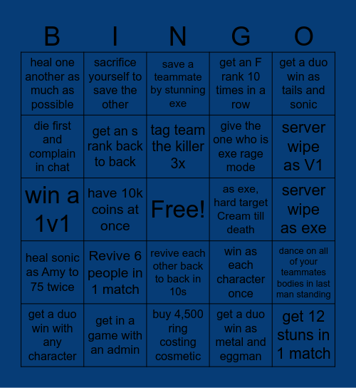 Outcome Memories bingo board 9000 Ultra V max Bingo Card