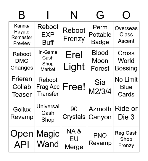 MapleCon 2025 Bingo Card