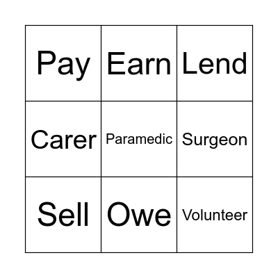 Unit 4: Vocabulary Bingo Card