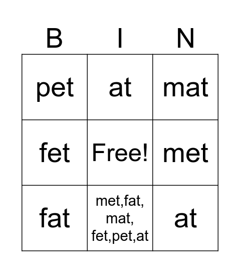 BINGO SOUNDS Bingo Card