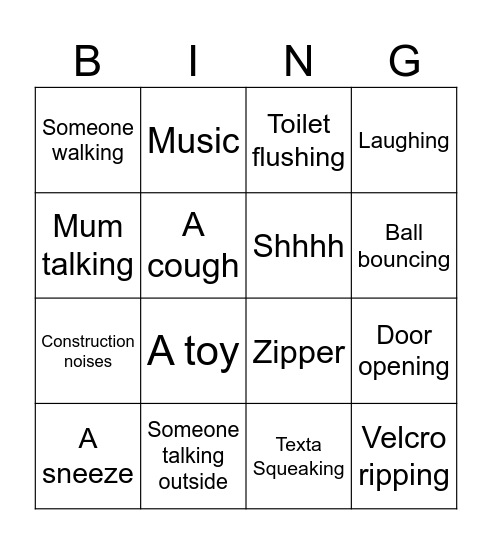 Listening Bingo Card