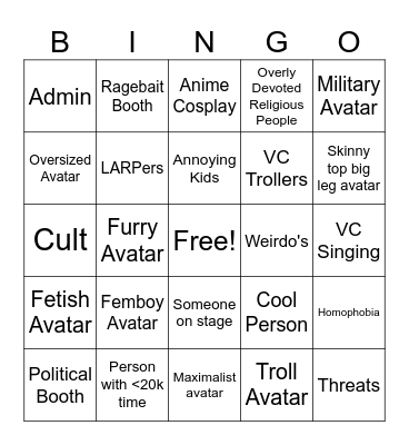 RMA Bingo Card