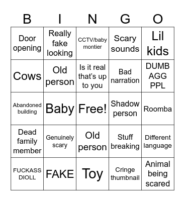 Scary comp by poppy ：） Bingo Card