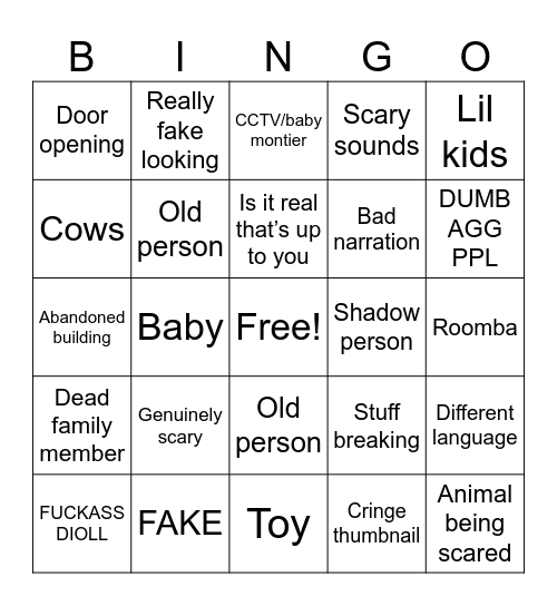 Scary comp by poppy ：） Bingo Card