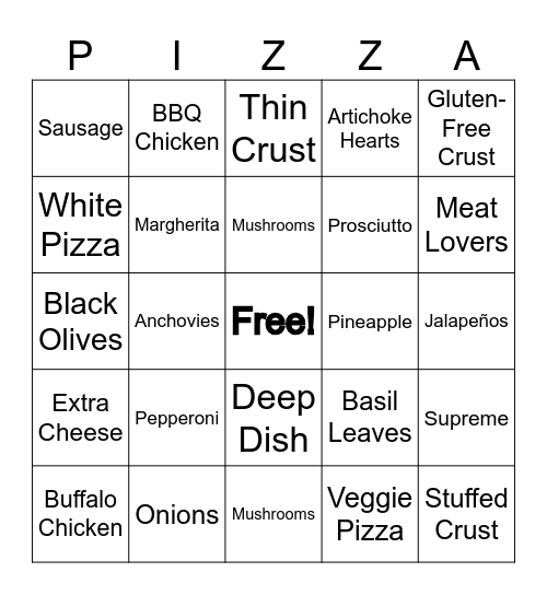 OUR 20th Slice: BINGO Card