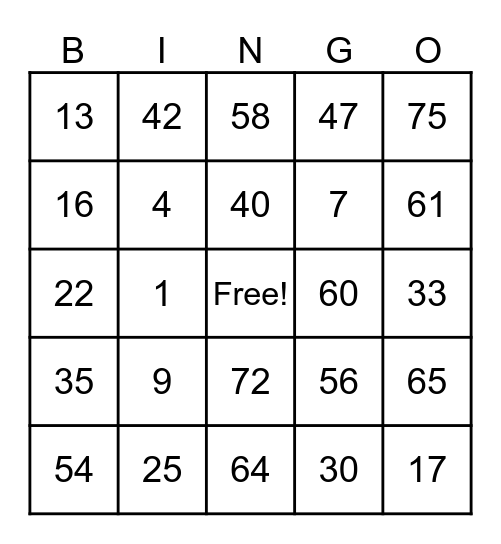 The Springs Bingo Card