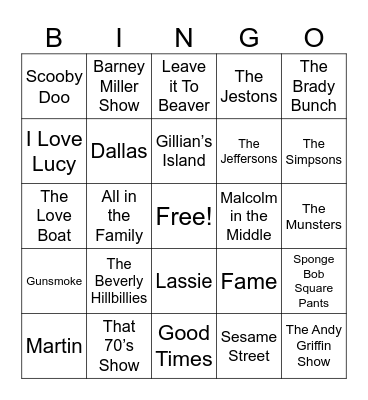 TV Theme Songs Bingo Card