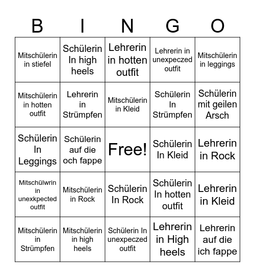 Schul bingo Card