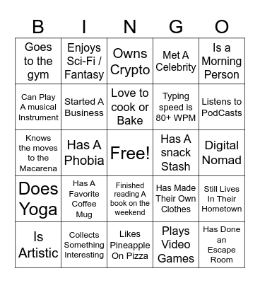Coworker Bingo Eli Bingo Card