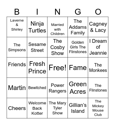 TV THEME SONGS BINGO Card