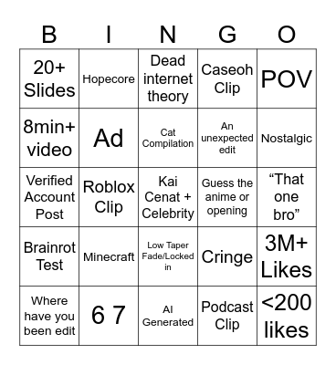 TikTok Bingo 2025 Edition Bingo Card