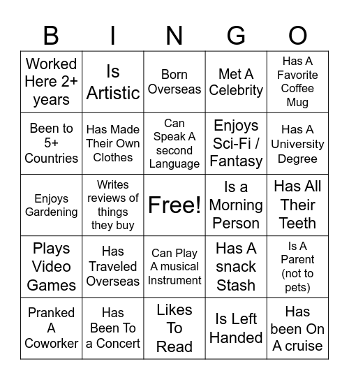 Coworker Bingo Jon Bingo Card