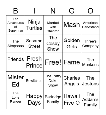 TV THEME SONGS BINGO Card