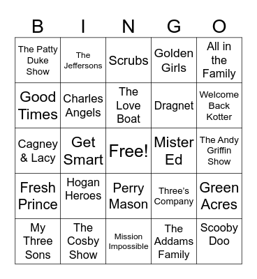 TV Theme Songs Bingo Card