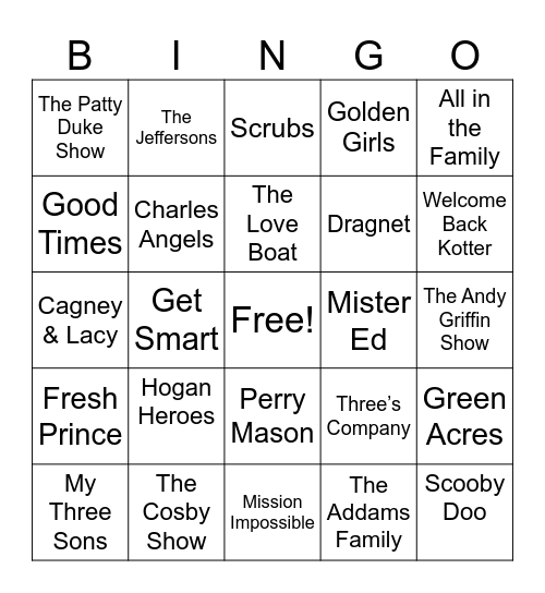 TV Theme Songs Bingo Card