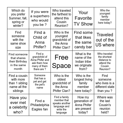 Getting To Know A Phifer Bingo Card