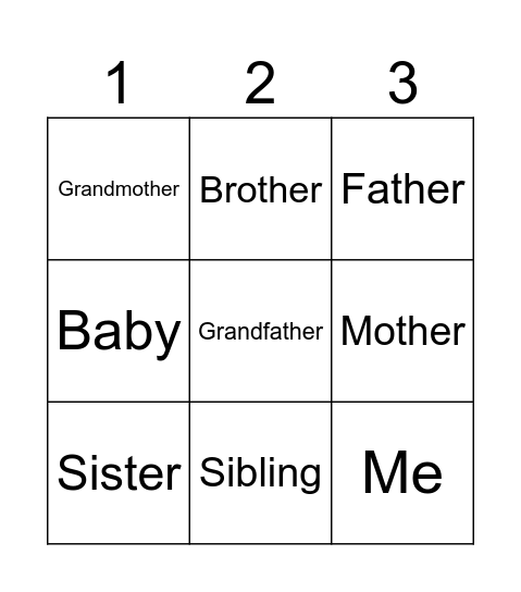 Families Bingo Card