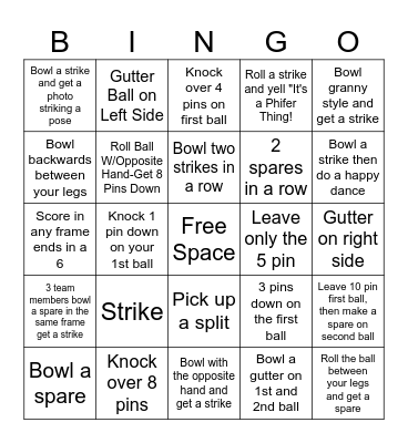 Bowling- the first lane to cover all wins, or the most covered Bingo Card