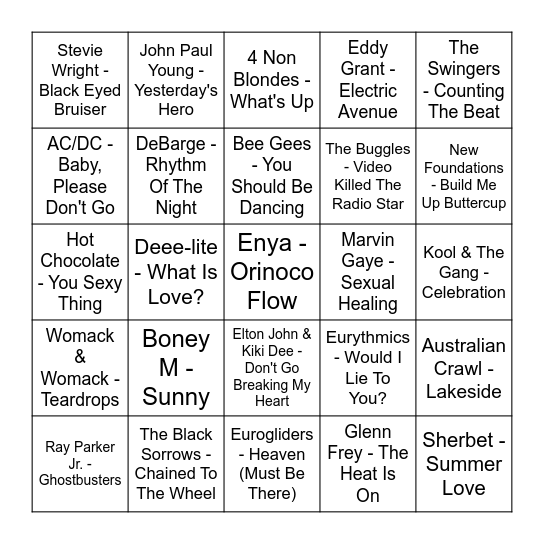 ★ Music Bingo w Bonnie Anne ★ Bingo Card