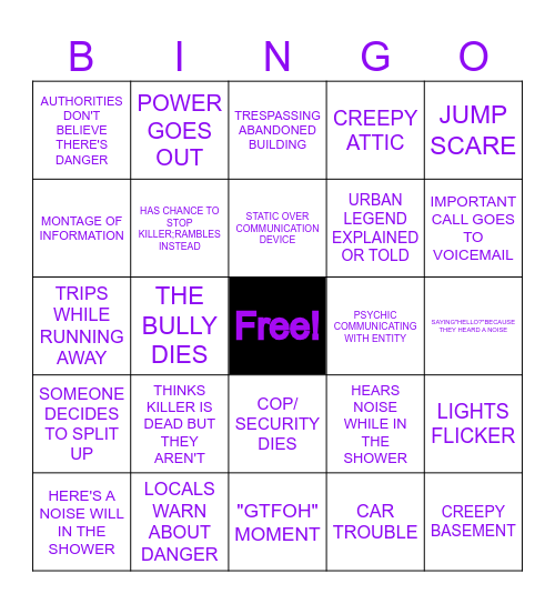 Spooky Bingo Card