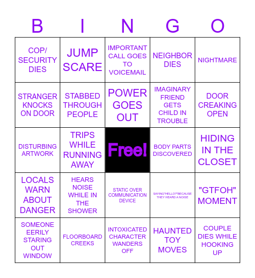Spooky Bingo Card