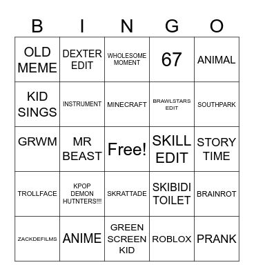 Untitled Bingo Card