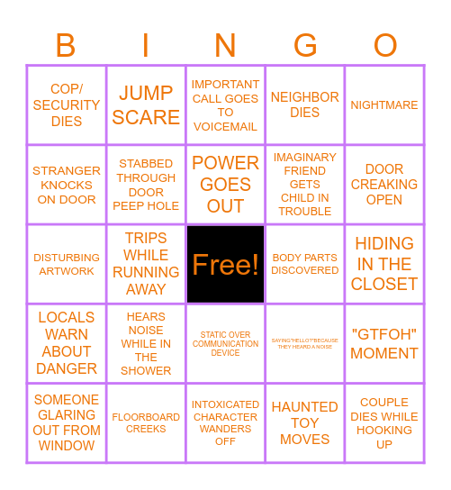 SPOOKY BINGO Card