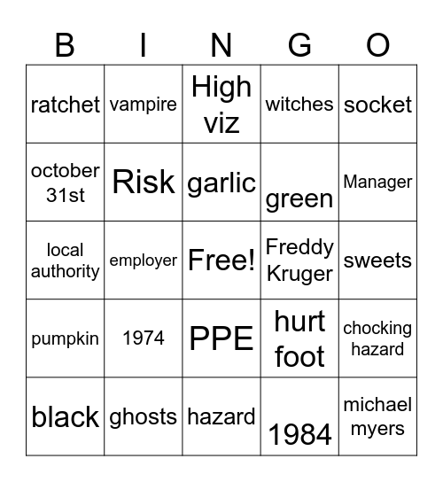 Halloween Bingo Card