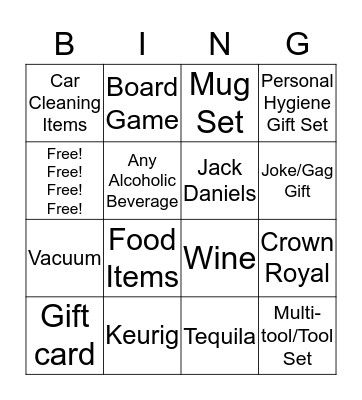 White Elephant Bingo Card