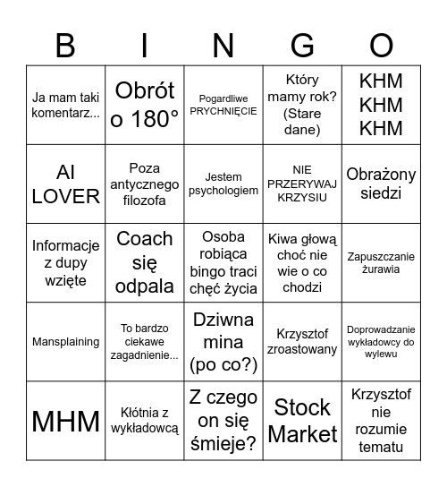OPERACJA ŻĄRENO Bingo Card