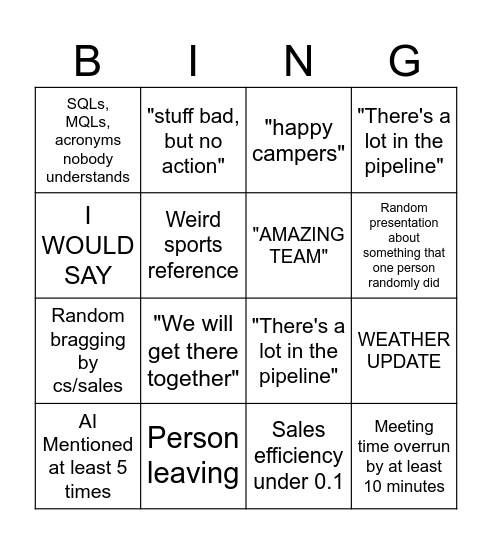 TOWN HALL MEETING Bingo Card