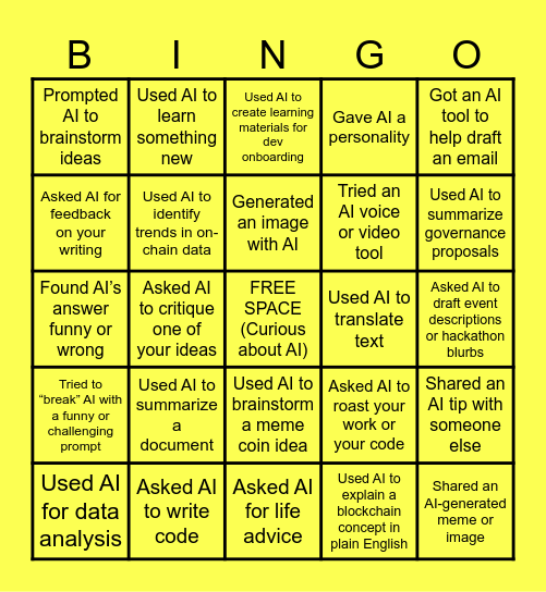 AI BINGO Card