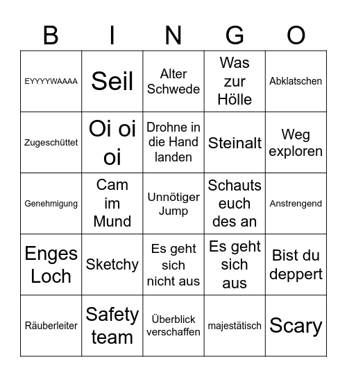 Roofless Bingo Card