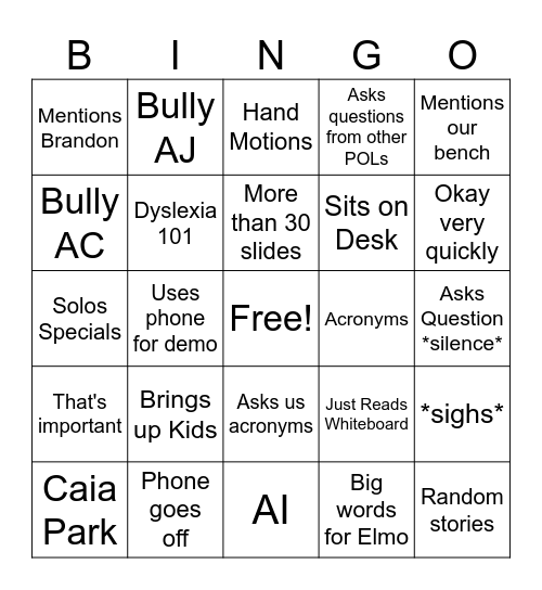 DJ Bingo Card