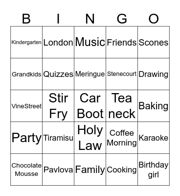 FRANCINE'S 60TH Bingo Card