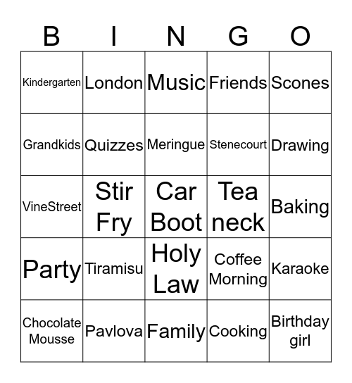 FRANCINE'S 60TH Bingo Card