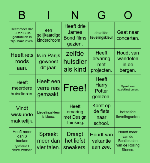 kennismakingsbingo Card