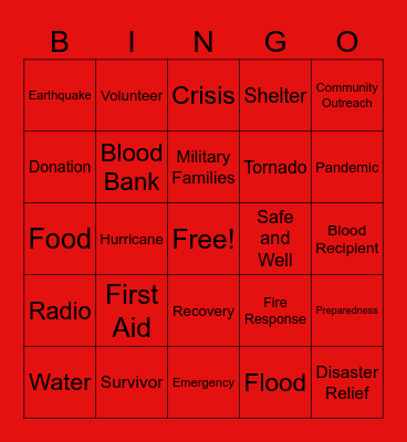 Red Cross Bingo! Bingo Card