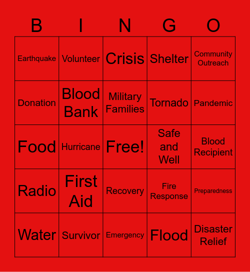 Red Cross Bingo! Bingo Card