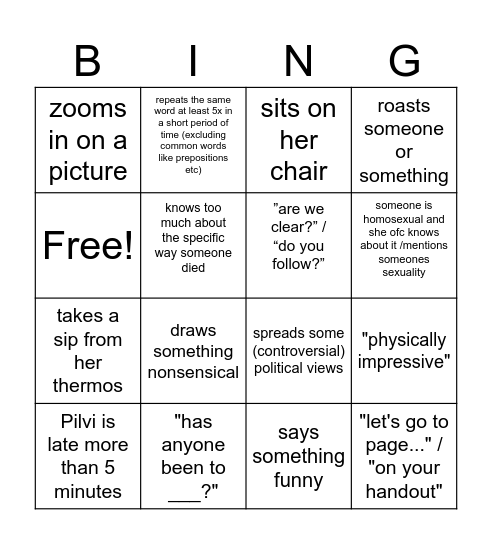 pilvi bingo 101 Bingo Card