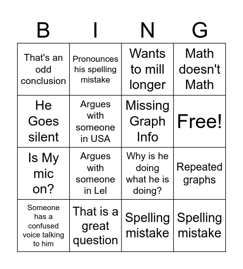 The greatest bingo of all time Bingo Card