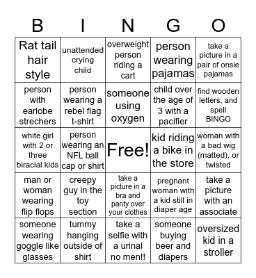 Walmart Bingo Card